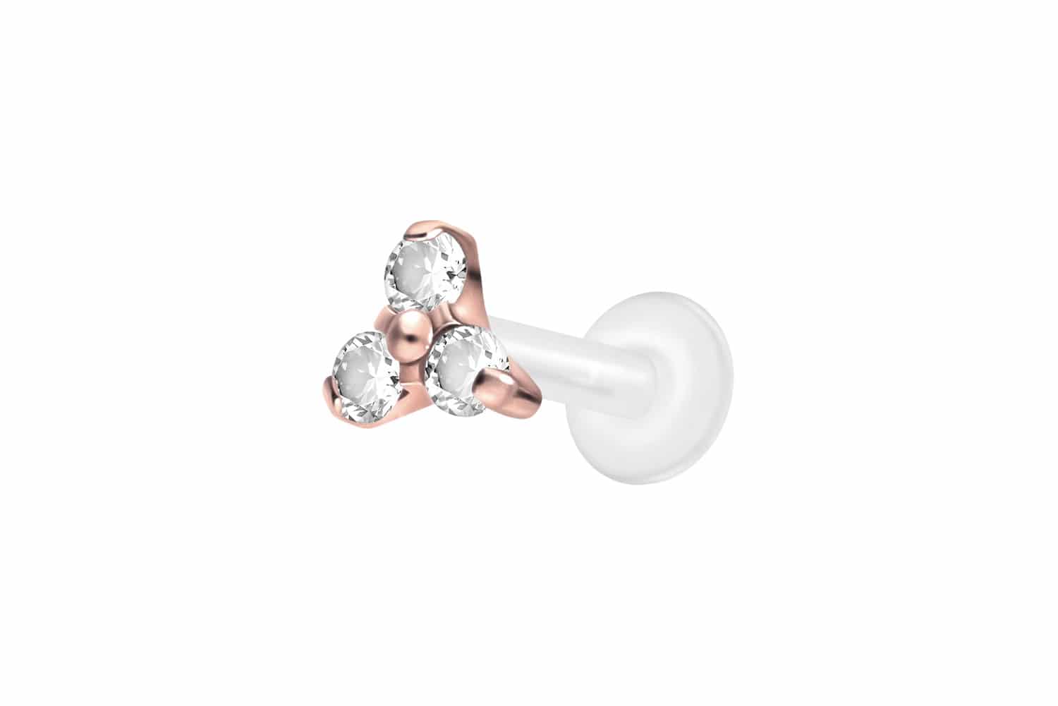 PTFE Labret Piercing mit Innengewinde + Titan-Aufsatz KRISTALLBLUME